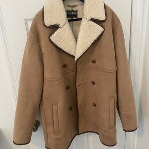 GUESS Men's Tan Shearling Coat